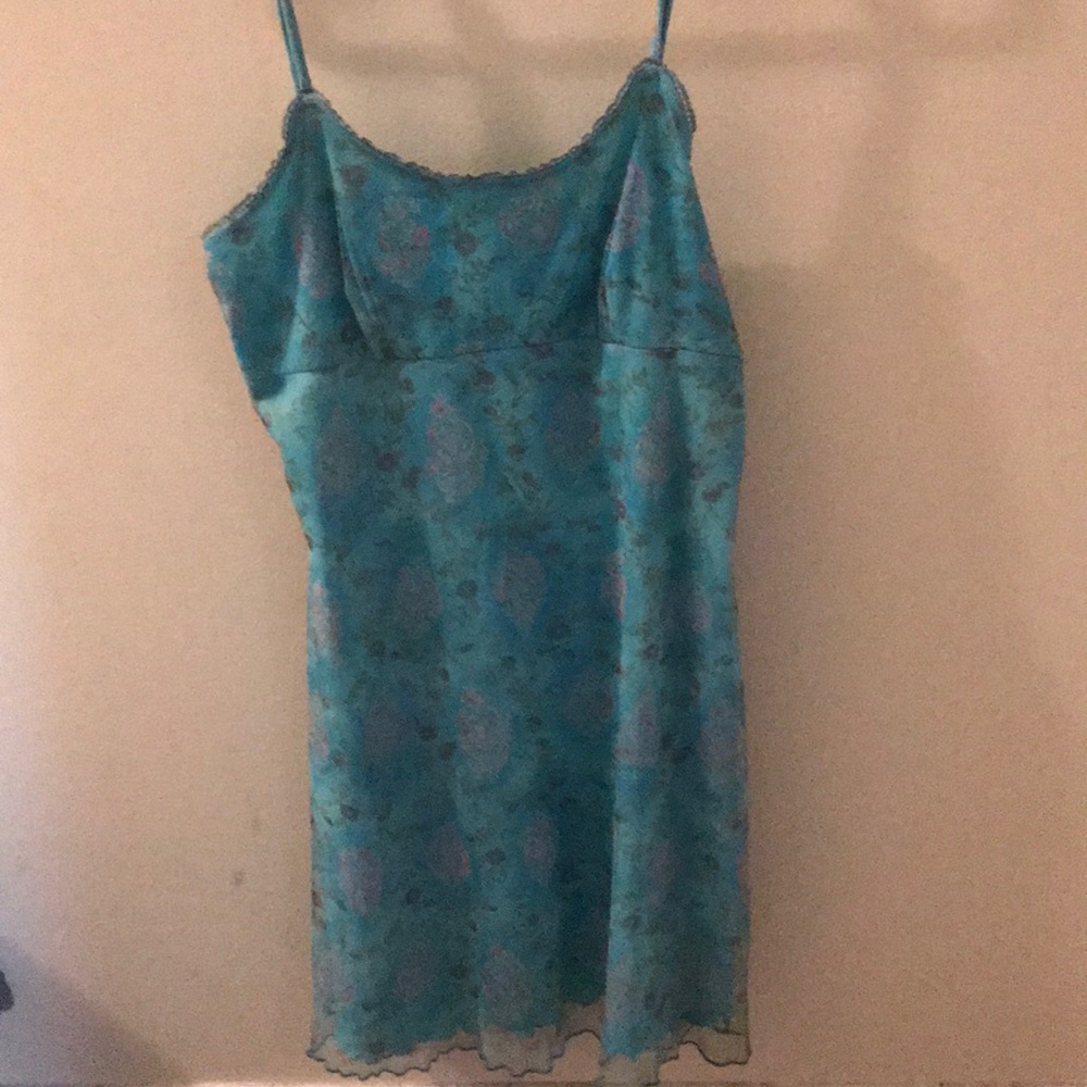 Blue Spaghetti Strap Dress Lined Sz S
